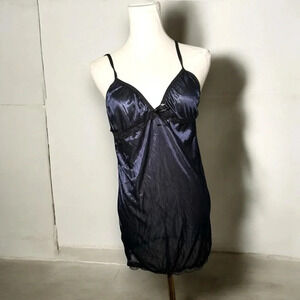 Vintage Y2K sheer-ish navy and black dark  Fairycore glam slip dress